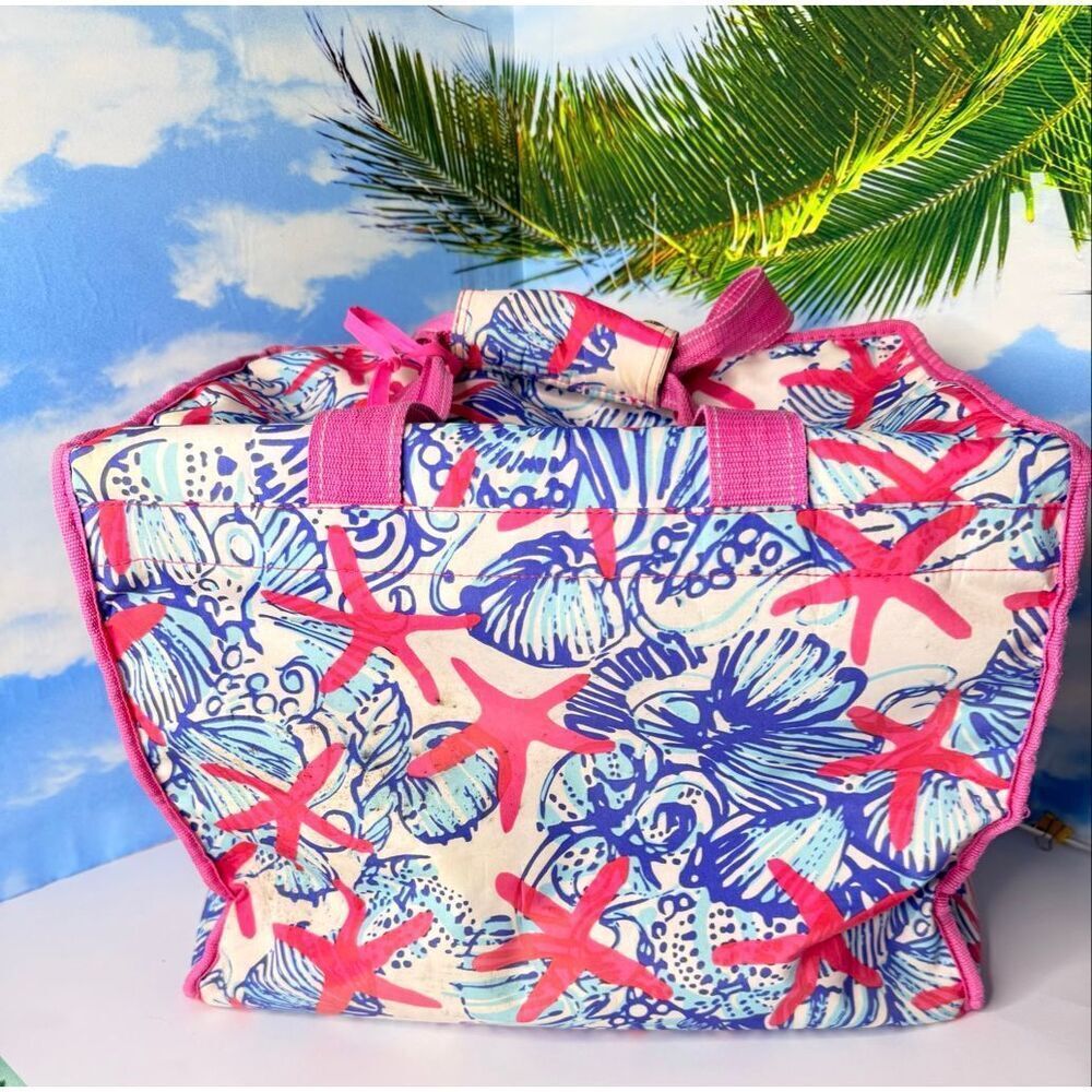 Lilly Pulitzer She She Shells Insulated Cooler Tote Beach Bag Pink Blue 15.5x10x - Picture 5 of 15